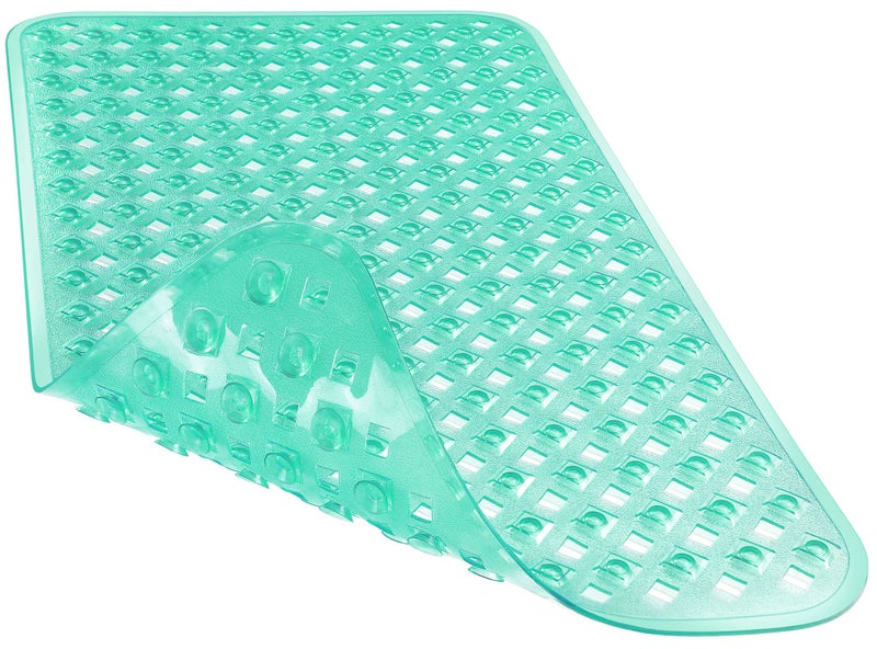 Yimobra Bathtub Mat Non Slip, Super Strong Suction Cups, 27.5"x15.5" Long Shower Mat with Drain Holes, Machine Washable Fast Draining Bath Mats, Bathroom Essentials,Clear Green - Image 1